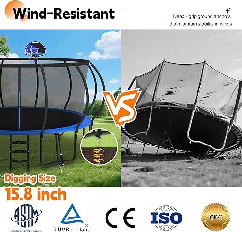 Miniatura 7 de DeepRoar Tranpoline - Tranpoline de calabaza de 81012141516 pies para niños, tranpolinas resistentes al aire libre con aro de baloncesto, red de