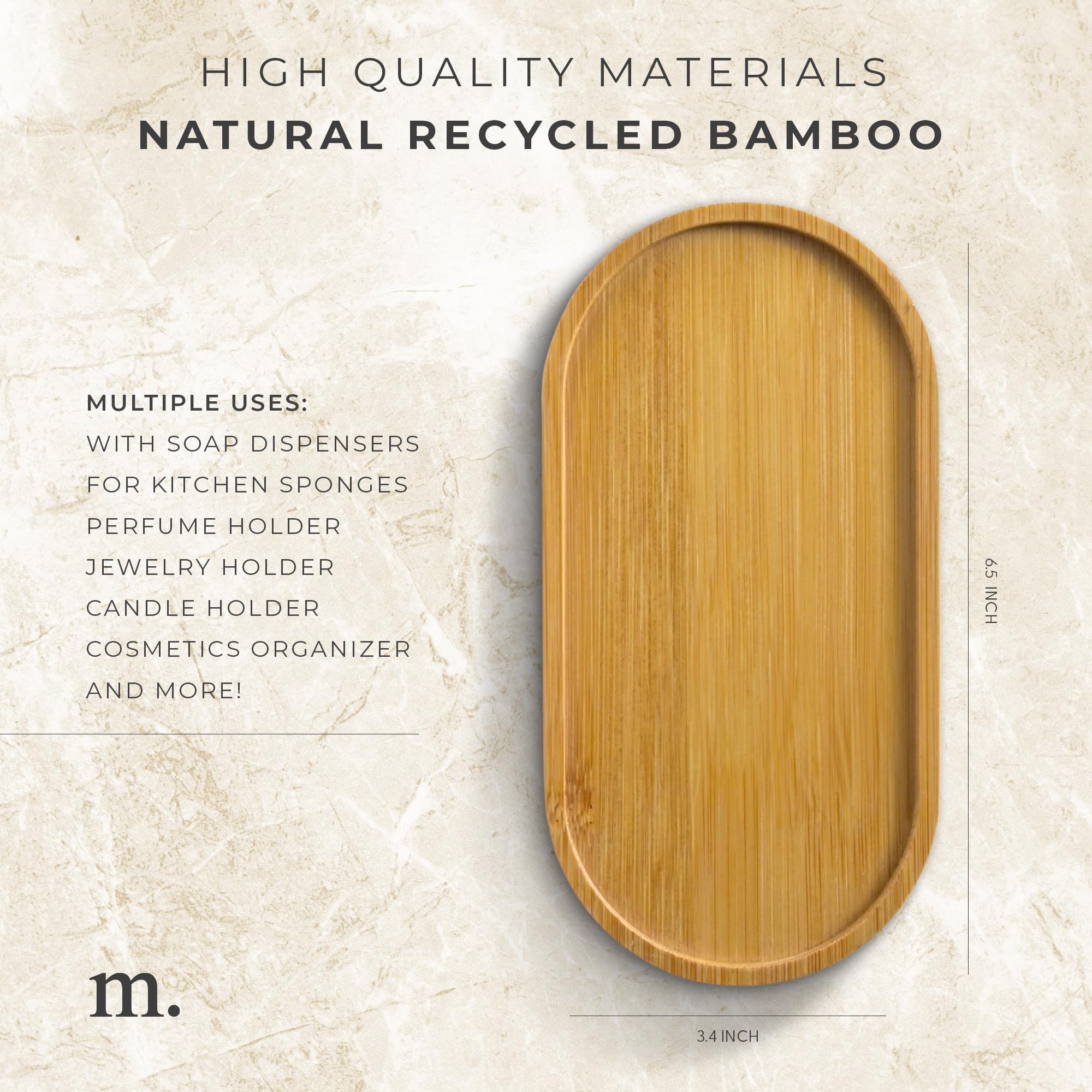 MAISONOVO Bandeja para mostrador de baño Jabonera Fregadero Cocina Bandeja dispensadora jabón Madera bambú encimera