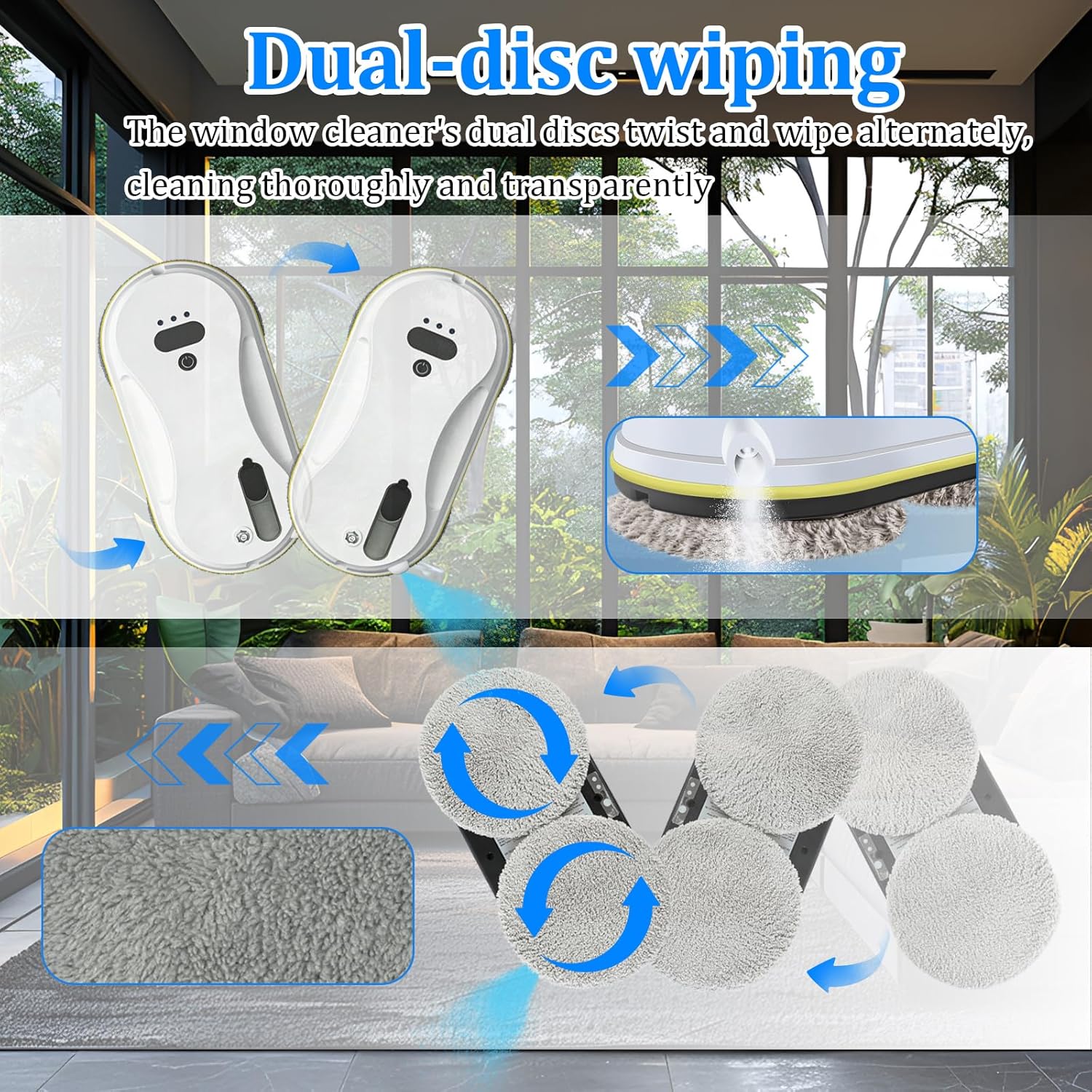 Window Cleaner Robot with Ultrasonic 5600PA Auto Water Glass Cleaning Automatic Smart Robot Cleaner,Window Vacuum Cleaner with Control Windows/Tiles/Class Door Indoor Outdoor