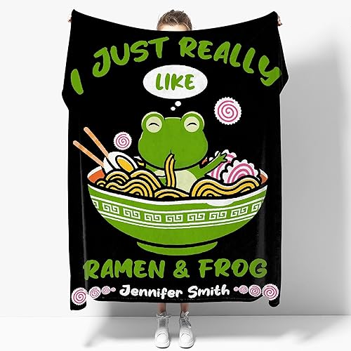 Manta personalizada con nombre "I Just Really Like Noodle Frog", regalo divertido para niñasniños, para sofá, cama, dormitorio, sala de estar, manta