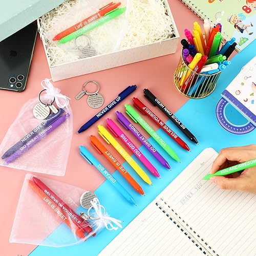 Miniatura 2 de Sasylvia El juego de 150 bolígrafos de agradecimiento a granel para empleados incluye 50 bolígrafos inspiradores, 50 llaveros de agradecimiento de