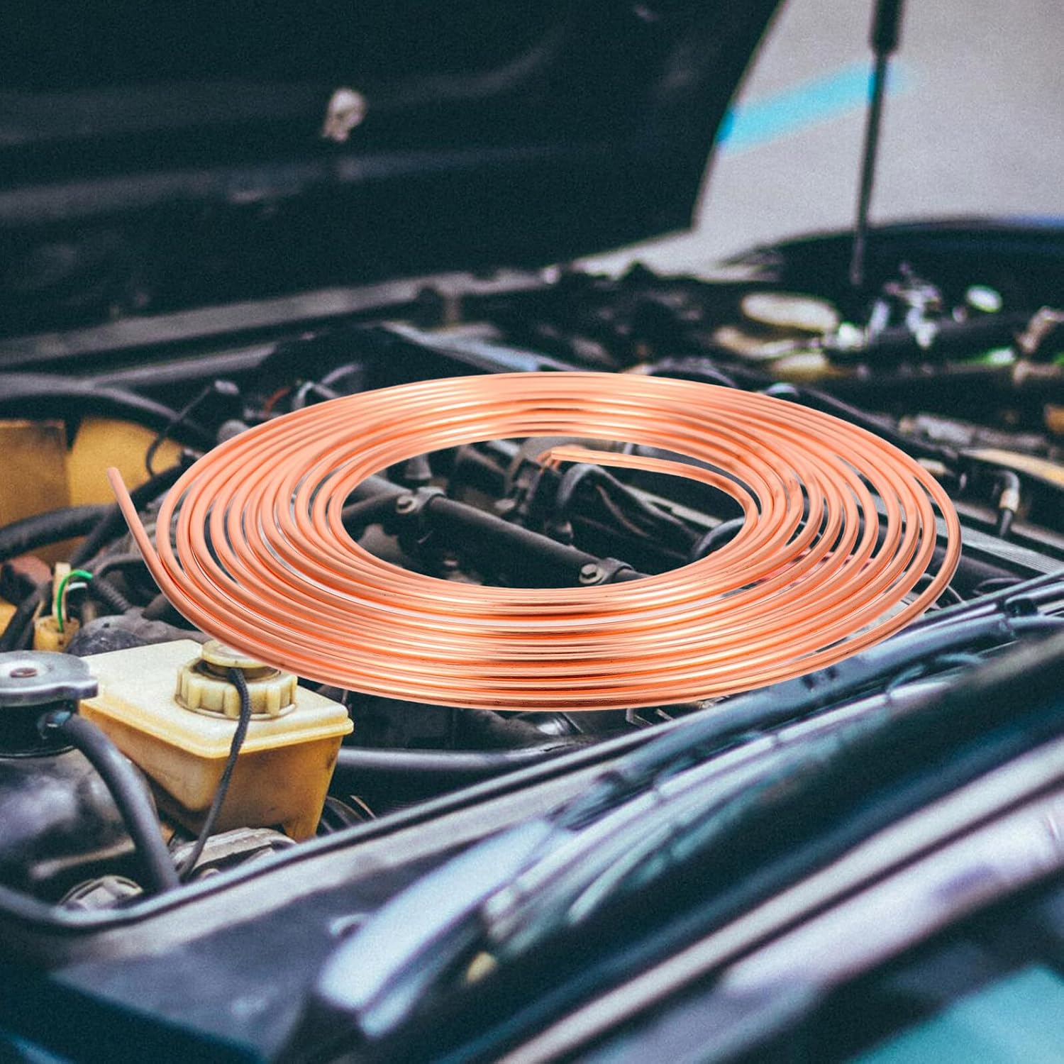 Alipis 7.5ft Copper Coated Brake Line Tube 0.5cm Outer Diameter Flexible Automotive Brake Line Coil Replacement for Vehicle Front End