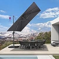 Vista 43 de PURPLE LEAF Sombrilla de Patio de 8 Pies para Exteriores Sombrilla Cantilever Cuadrada de Aluminio Sombrilla Offset con Rotación de 360 Grados