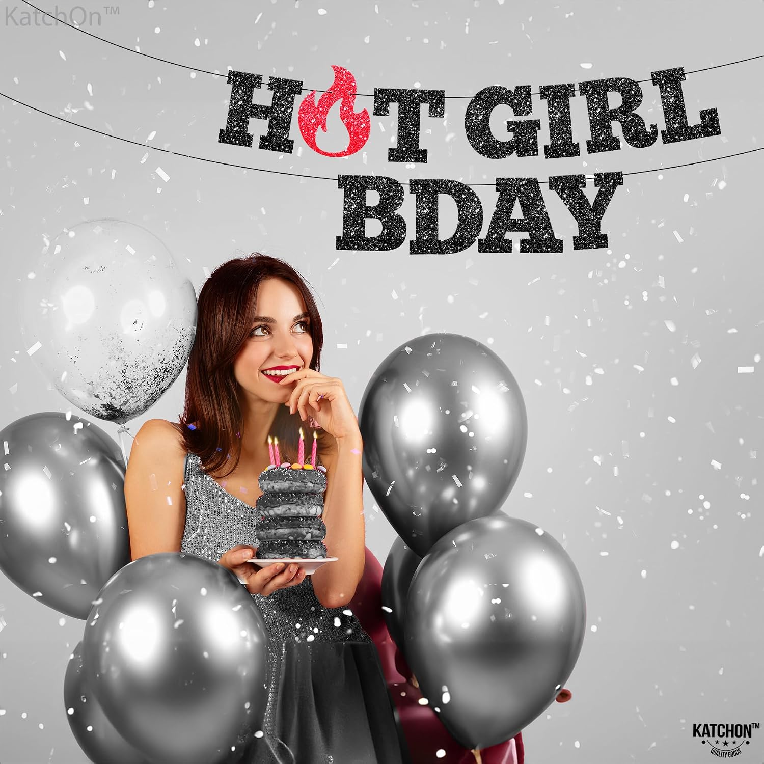 KatchOn, Shiny Glitter Hot Girl Bday Banner - No DIY, 10 Feet |Bday Banner for Hot Girl Birthday Decorations for Women | Adult Birthday Party Decorations
