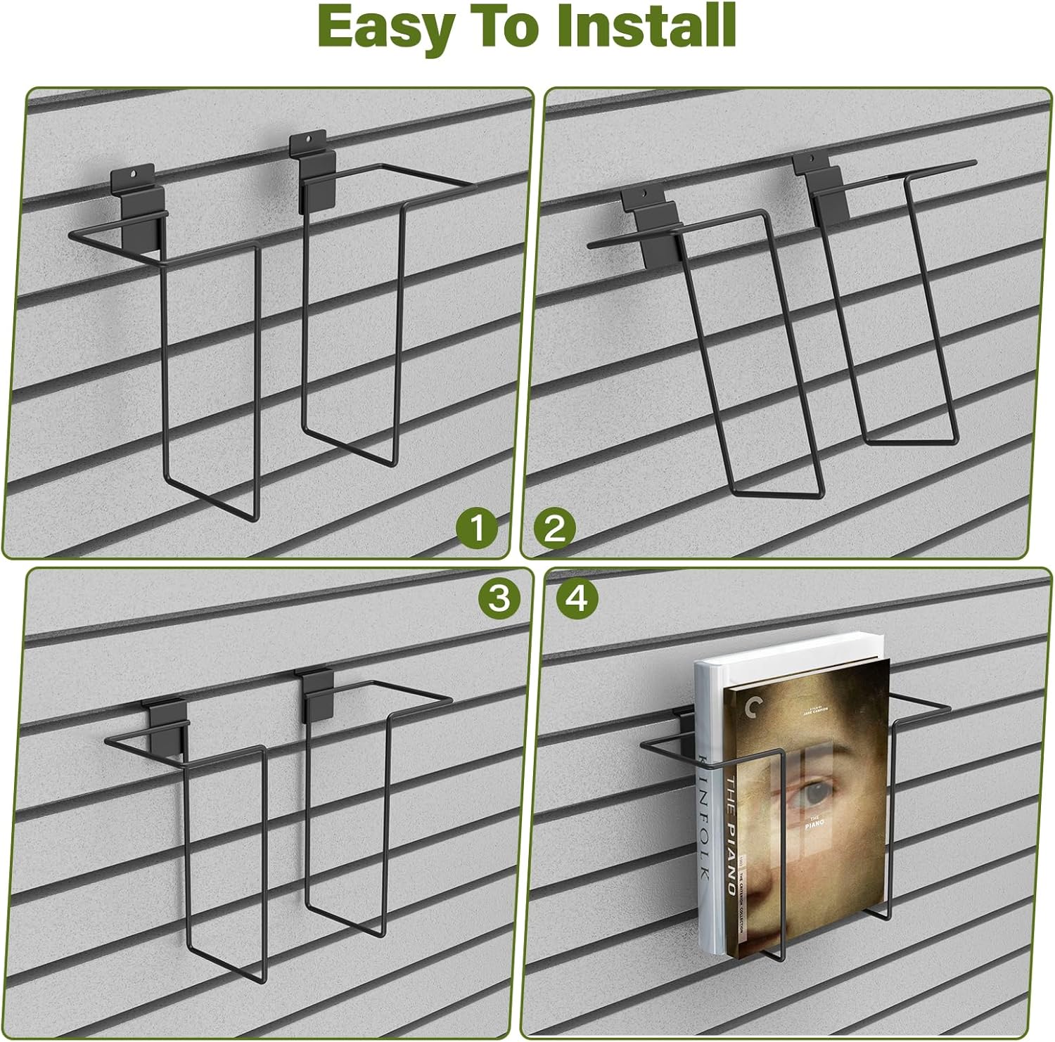 6 Pair Literature Display for Slatwall, Adjustable Magazine Holder for Slat Wall, Metal Slatwall Accessories for Exhibitions, Perfect for Organizing Books, Magazines, and Brochures