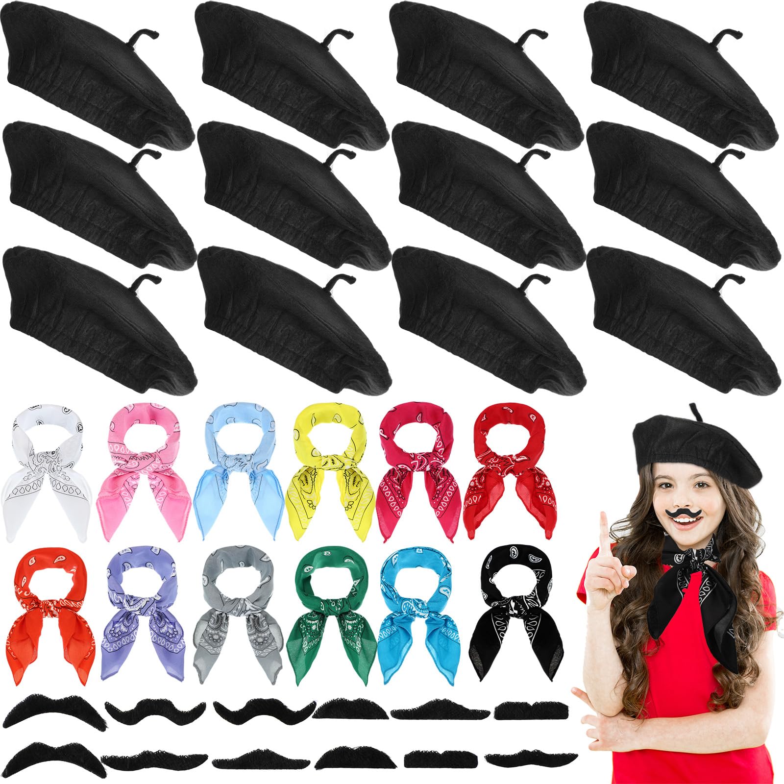 Amazon.com: Fourluoo 36 Pcs French Beret Set for Kids Paris Themed