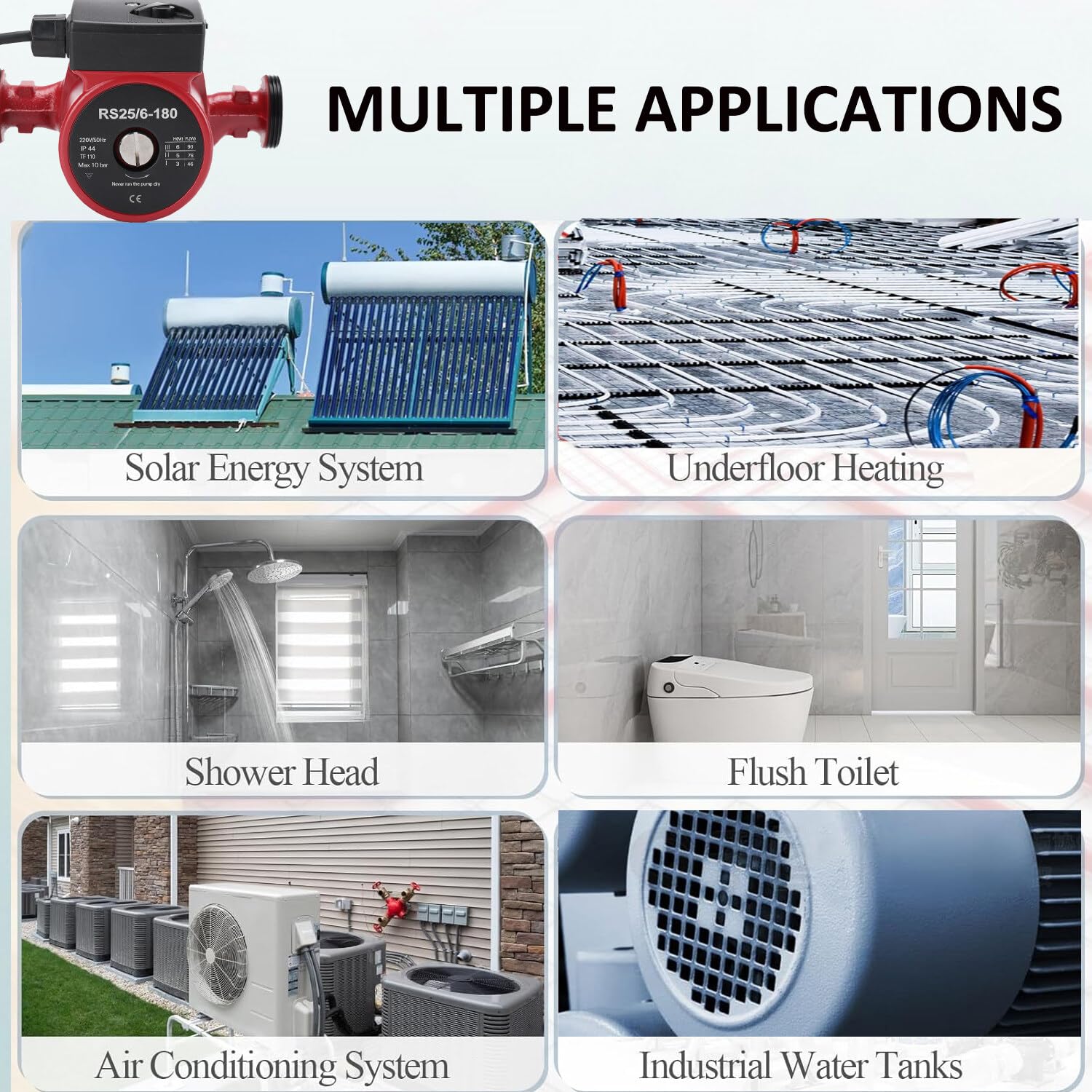 Pompe de Circulation Pompe à Eau Chaude, Circulateur de Chauffage Domestique Vitesse à 3 Niveaux 46/76/93W, Pompe de Chaudiere Circulateur pour Chauffage Central, 56l/min
