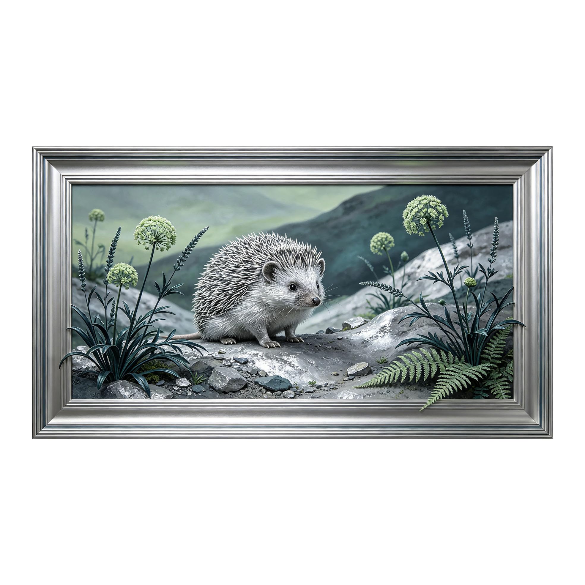 Yzpallescene 3D 3D Framed Wall Art 50cm×90cm Forest Hedgehog Botanical Landscape Oil Painting Large Size SelfAdhesive Removable Wall Decor Prints Artwork for Living Room Bedroom Office