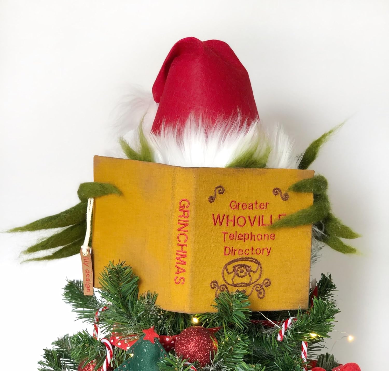 Funny Christmas Tree Topper Checkered Funny Plush Doll Inspired Grinch