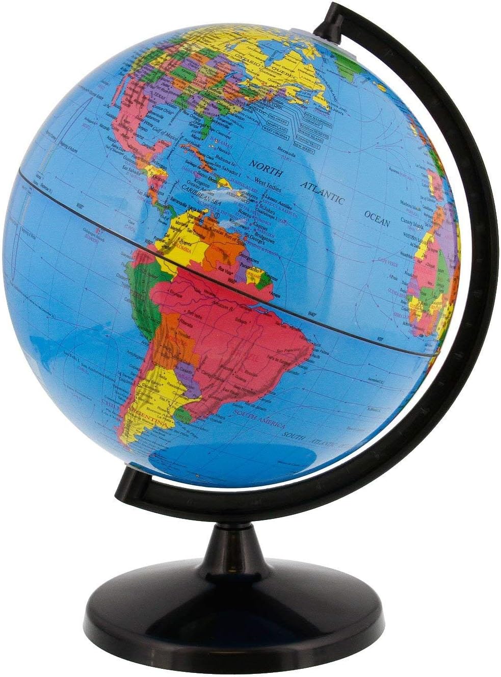 World Globe Great for Kids and Adults with Stand Desk 8 Inch Globe 12 Inch Educational Deluxe Blue Ocean Black Base Full Earth Geography โฆ (Blue Ocean, 8 Inch Diameter)