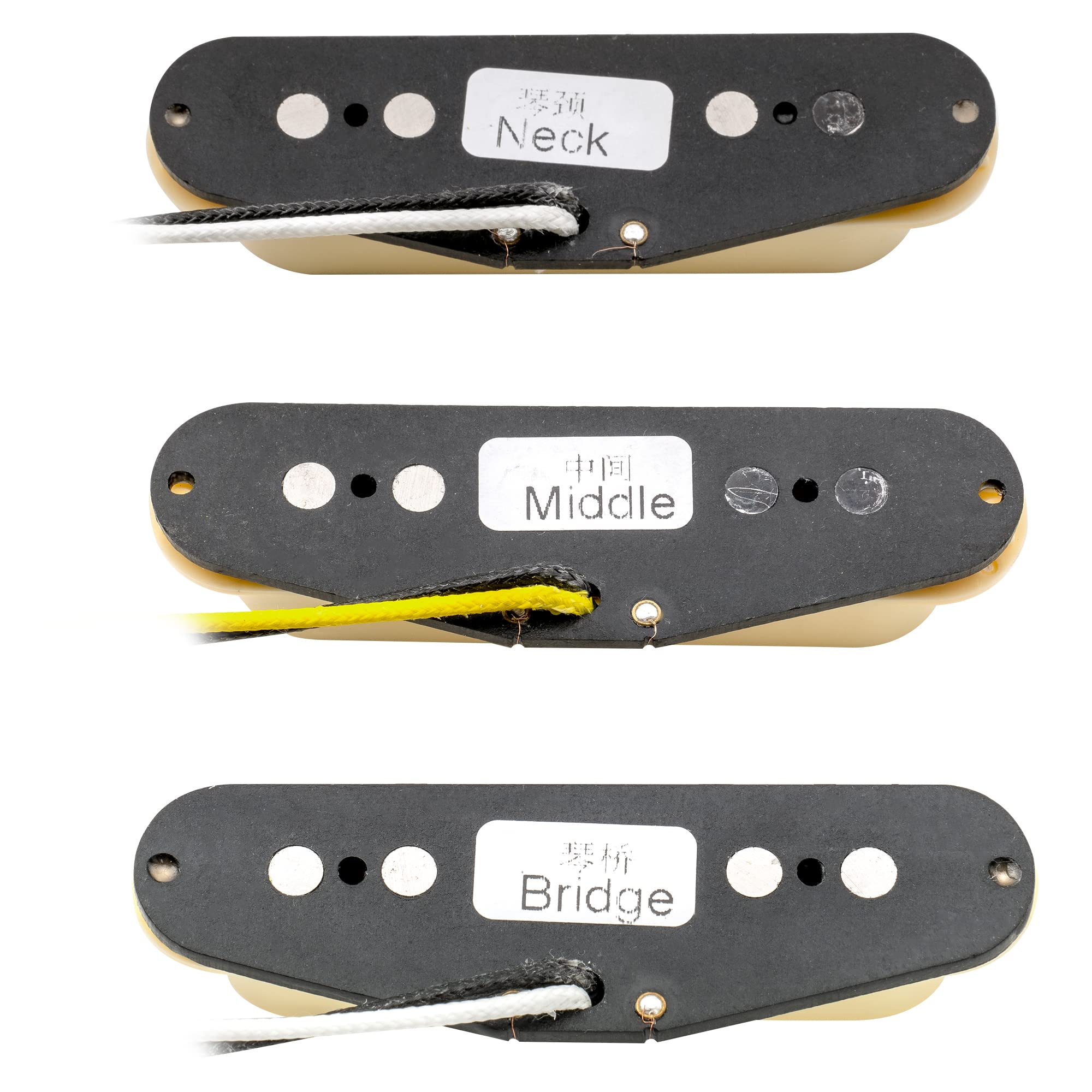 Wilkinson Serie M High Output Alnico 5 Pastillas de Bobina Simple Puente Pickups Set para Guitarra Eléctrica Stratocaster,Crema