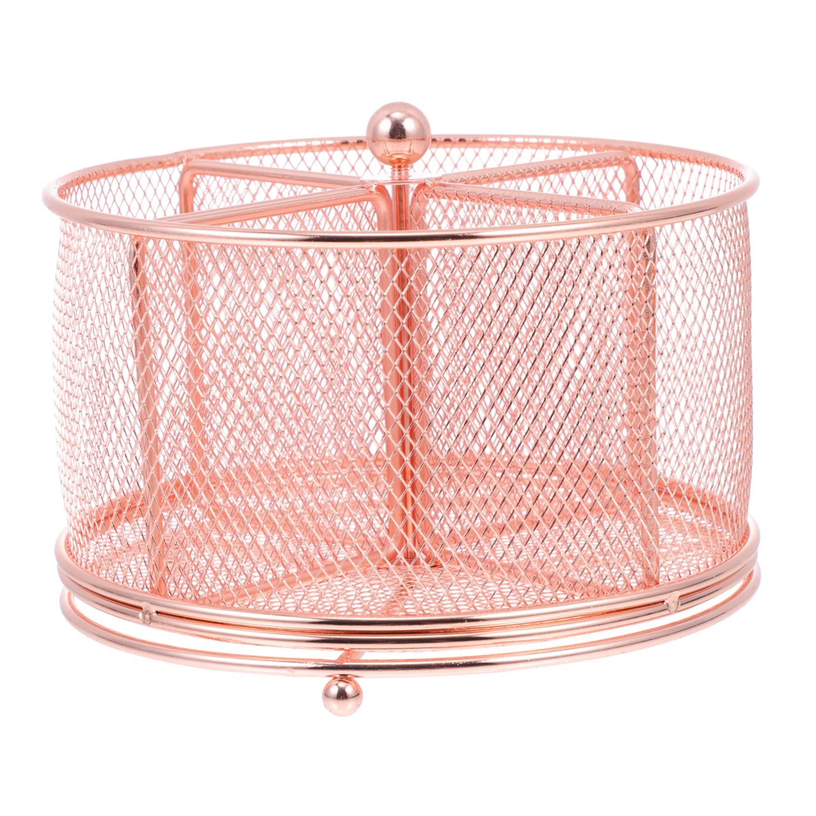NUOBESTY Organizer Da Scrivania Girevole in Ferro Multifunzione Portapenne Da Scrivania Compatto in Oro Rosa