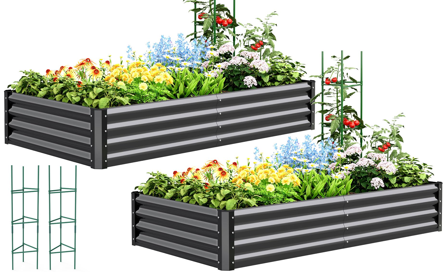 Quictent Galvanized Raised Garden Bed 6x3x1ft