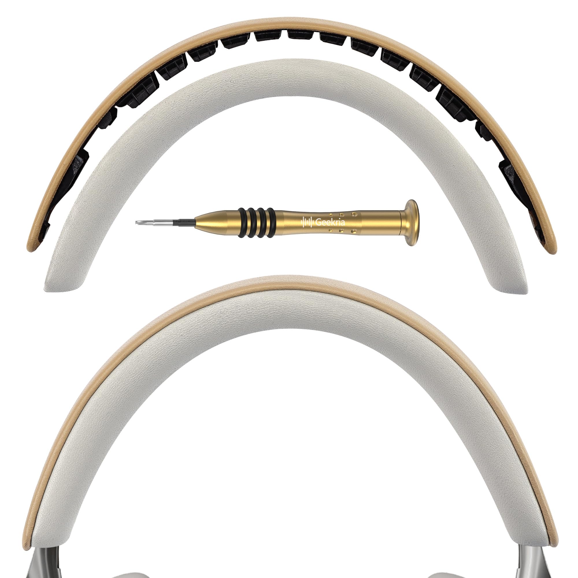 Geekria Opaska z owczej skóry kompatybilna ze słuchawkami Bowers & Wilkins Px8/Px7S3/Px7S2/Px7S2e (nie pasuje do Px7), część zamienna (jasnobrązowa)