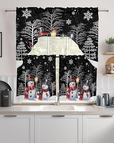 Miniatura 10 de Árbol de Navidad, cenefa de cocina, cenefa con bolsillo para barra, paneles de cortina para dormitorio, sala de estar, baño, cafetería, ventanas,