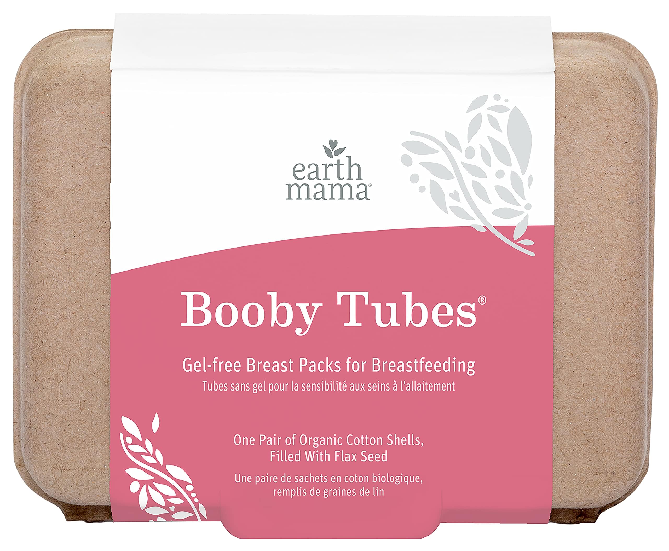 Earth Mama Booby Tubes | Gel-Free Hot & Cold Compress Nursing Packs for Breastfeeding & Tender Breasts, 4.2-Ounce