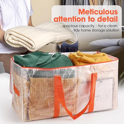 Miniatura 7 de Bolsas de mudanza transparentes  Paquete de 3 bolsas de almacenamiento transparentes extra grandes, resistentes al agua, correas de mochila para