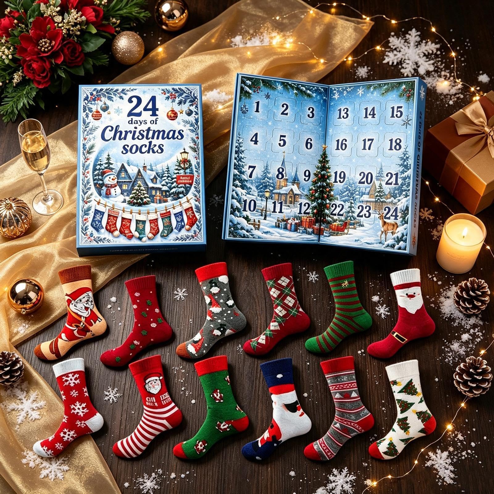 Calendario Navideño De Adviento 12 Días Suministros Para Navidad