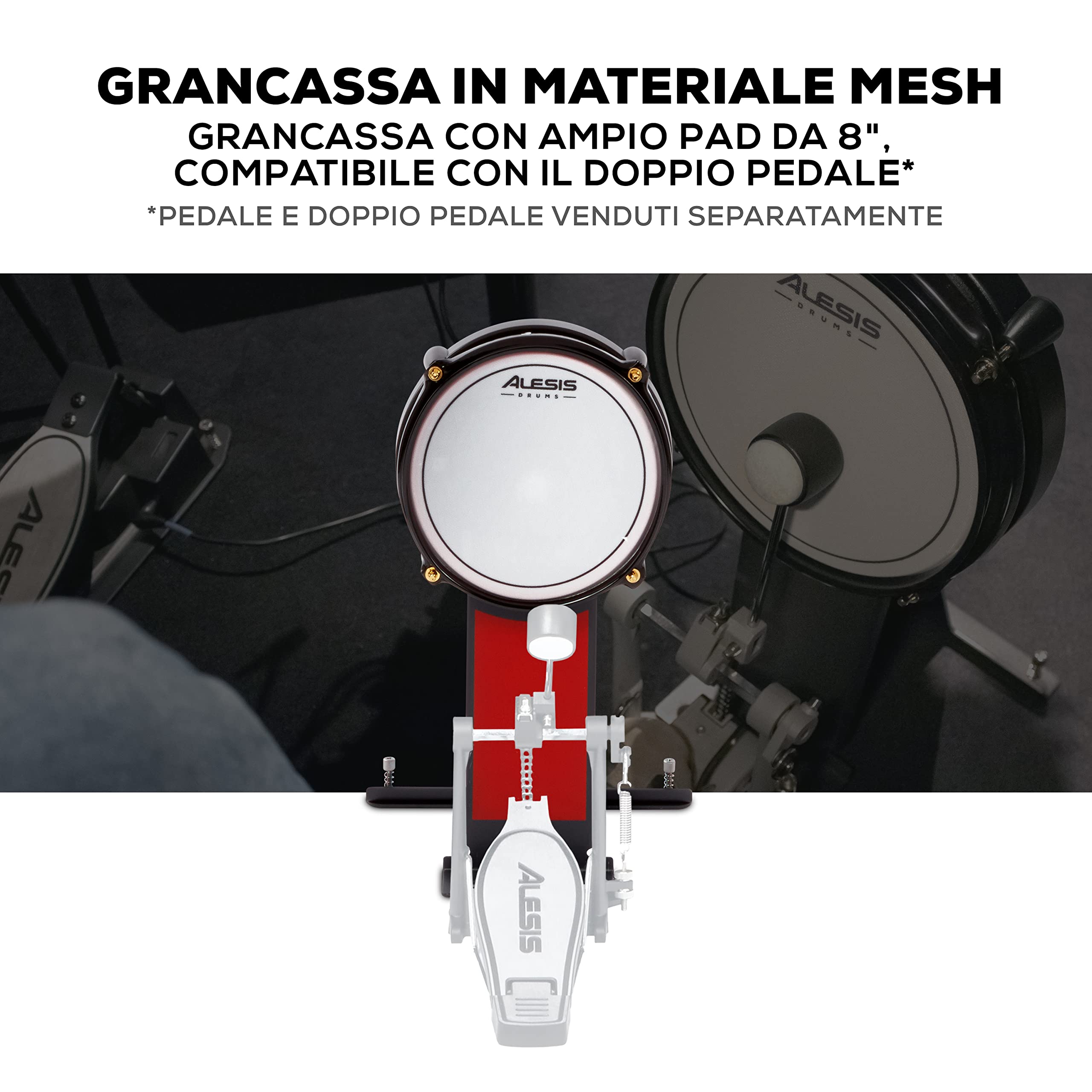 Alesis Drums Crimson II SE - Batteria elettronica con MIDI In/Out, pad doppia zona, ride tripla zona, piatti con choke, compatibile con doppio pedale