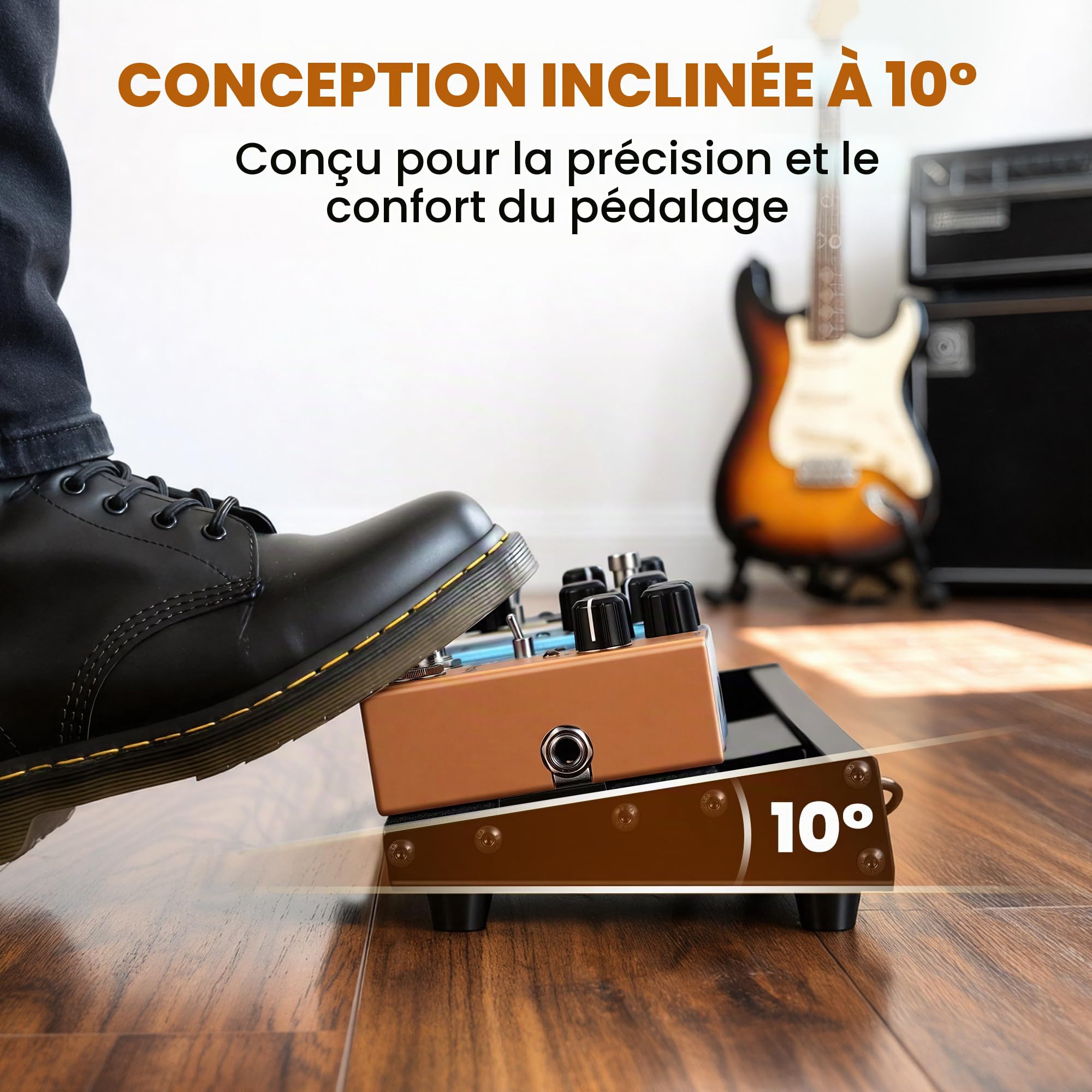 CAHAYA Pédalier Guitare Alimentation Compacte - Pedalboard Léger en Alliage d’Aluminium avec Alimentation Intégrée, Câbles DC, Sortie USB, Sac de Transport et Adaptateur 49x13cm 0,86kg