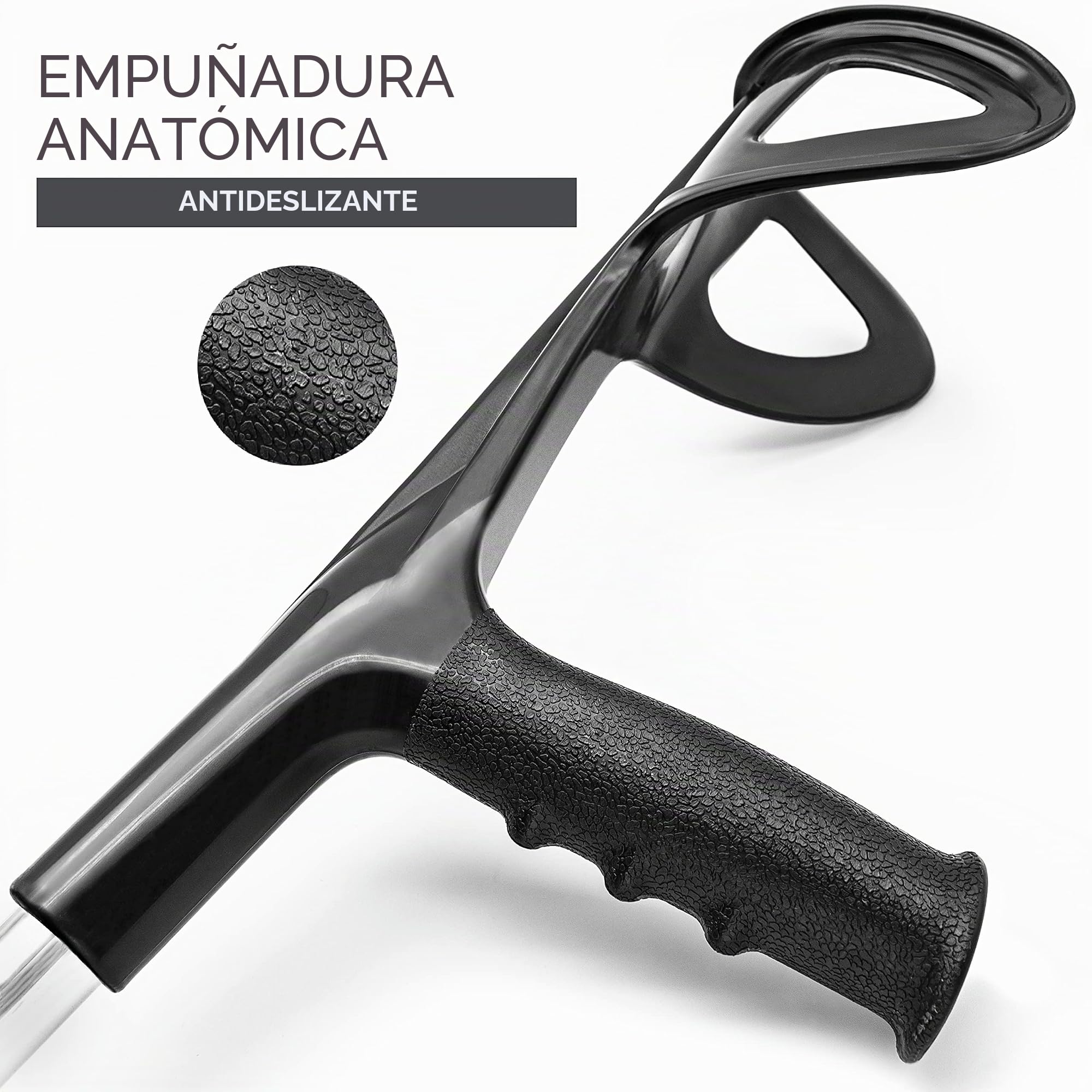AIESI® Muletas para adulto regulables ortopédicas ligeras color negro en aluminio anodizado (Paquete de 2 piezas), Garantía 24 meses