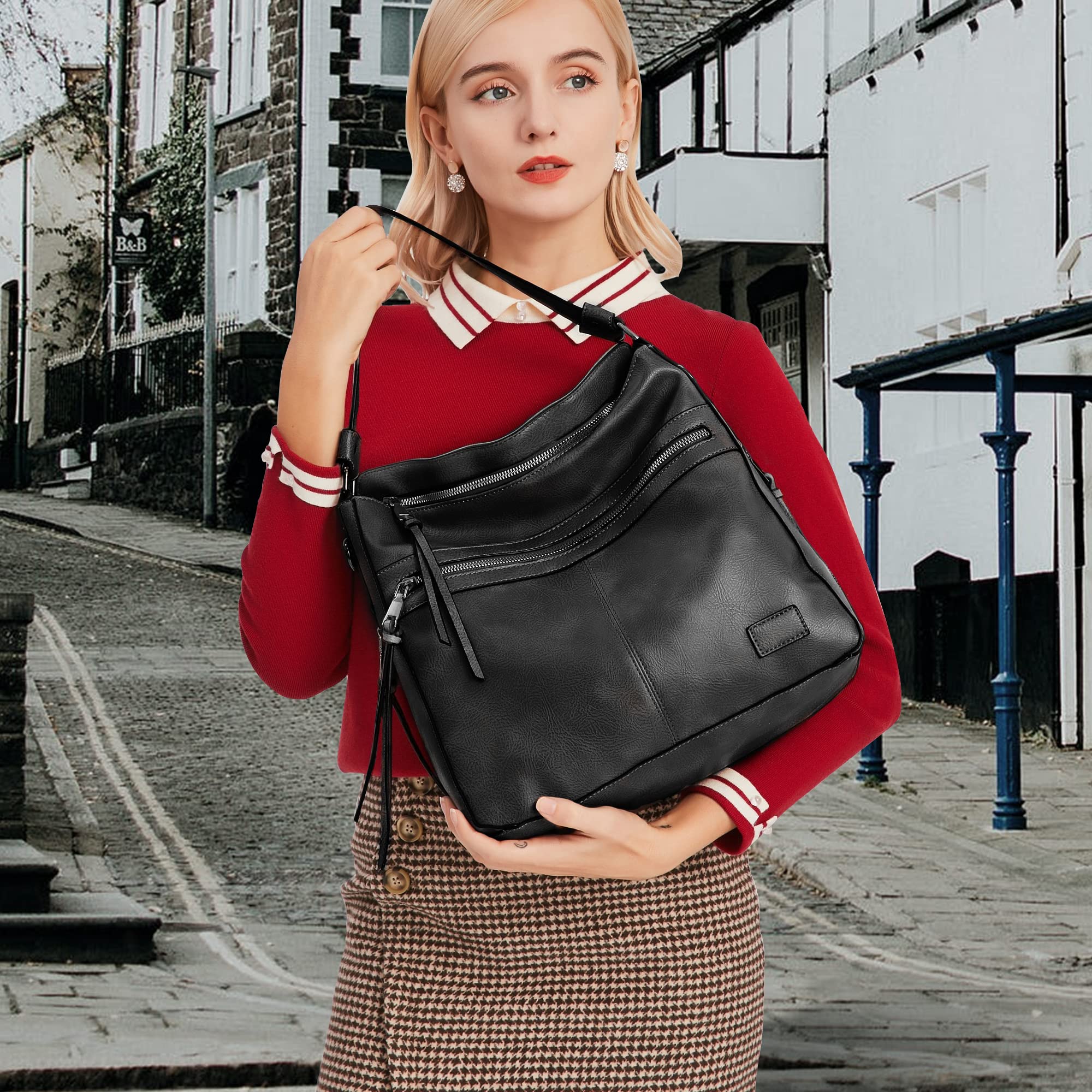 Sac à Main Femme Bandoulière Ensemble 2 Pièces PU Cuir Sac Cabas Fourre Tout élégant Design pour Travail,Voyage,Shopping