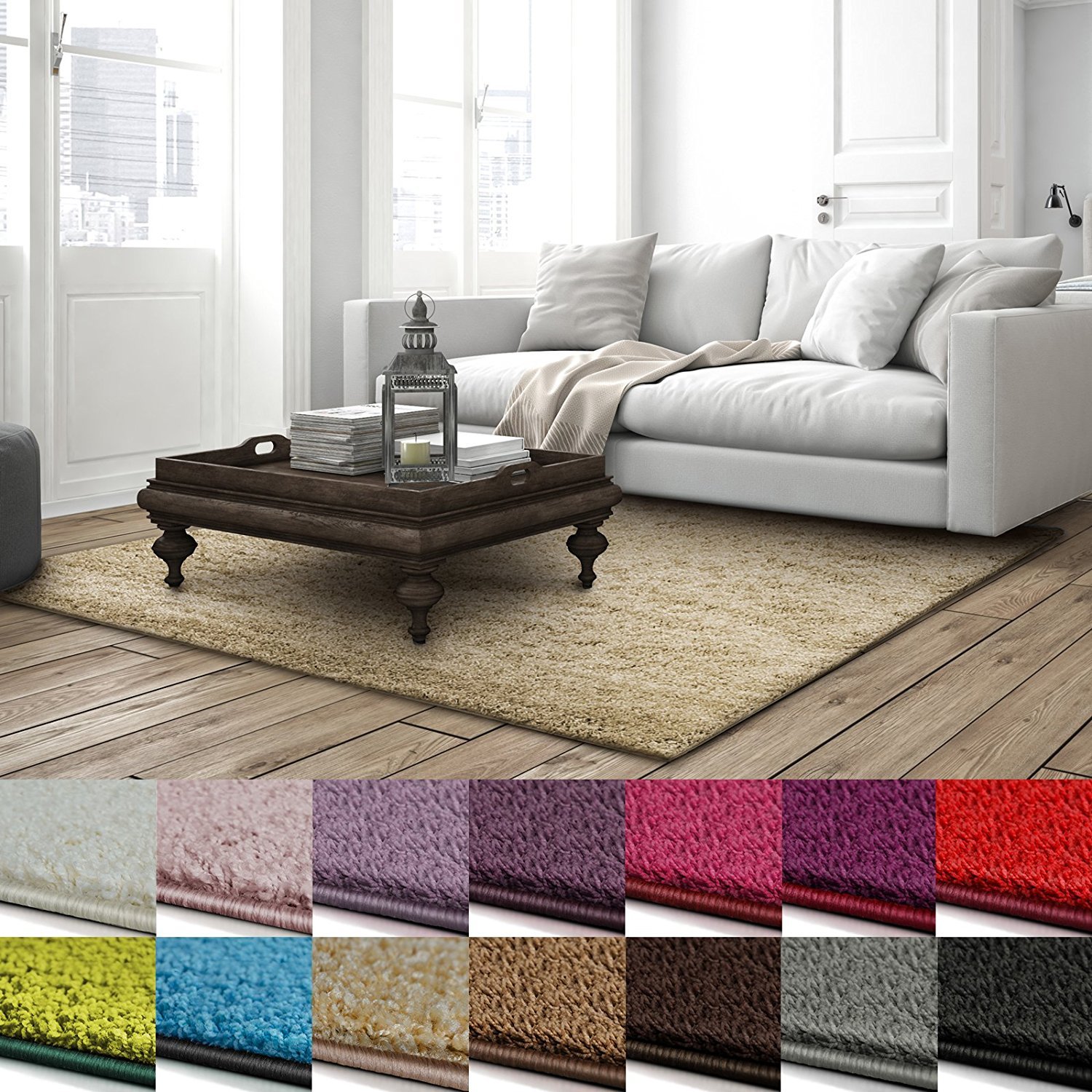 casa pura Shaggy tapijt loper Barcelona | zachte hoogpolig tapijten voor hal, woonkamer, slaapkamer etc. | GUT-zegel | vele maten | moderne kleuren | 100x250 cm | zwart
