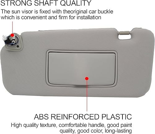 Miniatura 4 de Dasbecan Visera solar del lado del conductor izquierdo con luz compatible con Nissan Murano 2009 2010 2011 2012 2013 2014, gris 96401-1AA1B