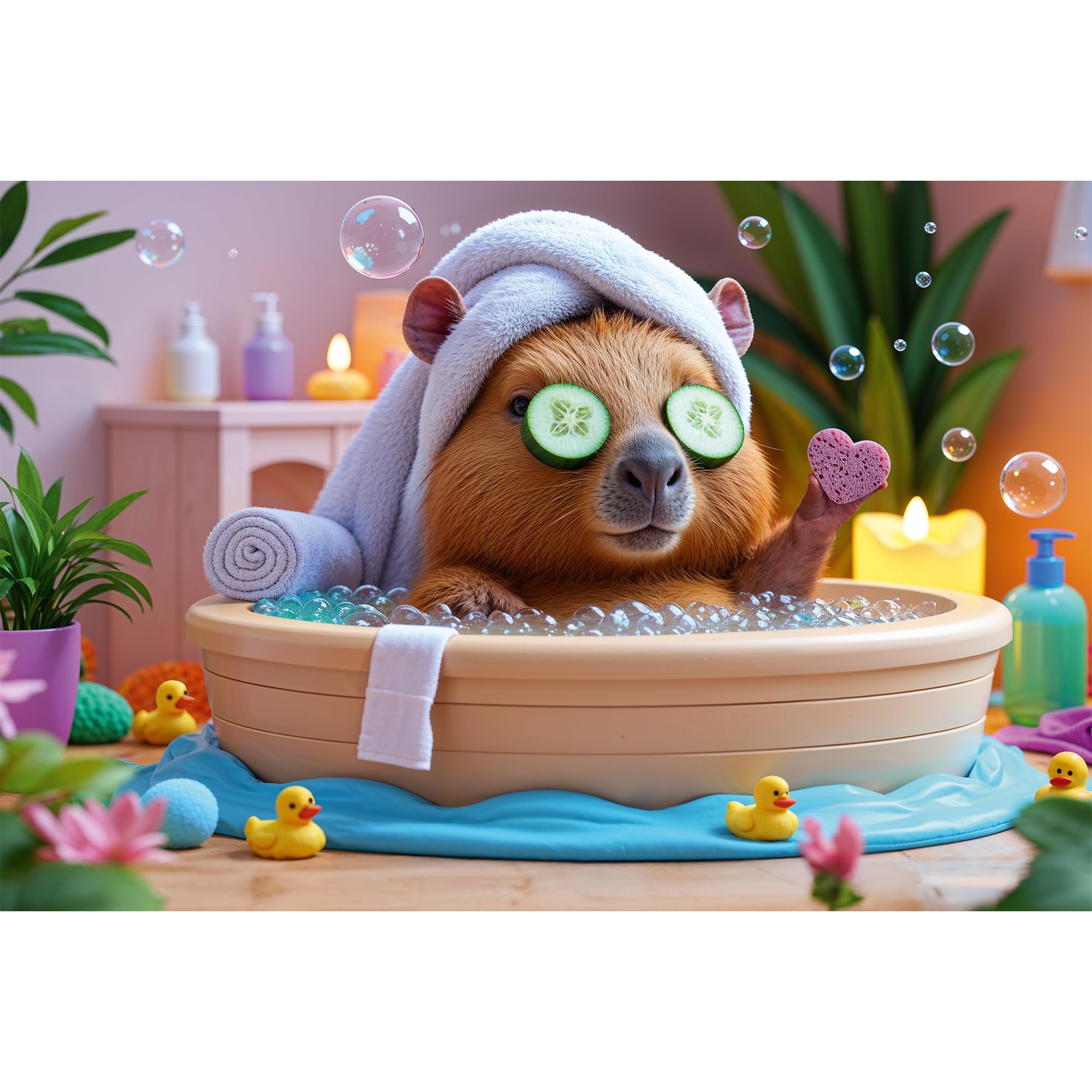 Trefl - The Treflik Family, Kapibara w SPA - Puzzle 160 Elementów - Kolorowe Puzzle z Kapibarą w Domowym SPA, Kreatywna Rozrywka, Zabawa dla Dzieci od 6 lat