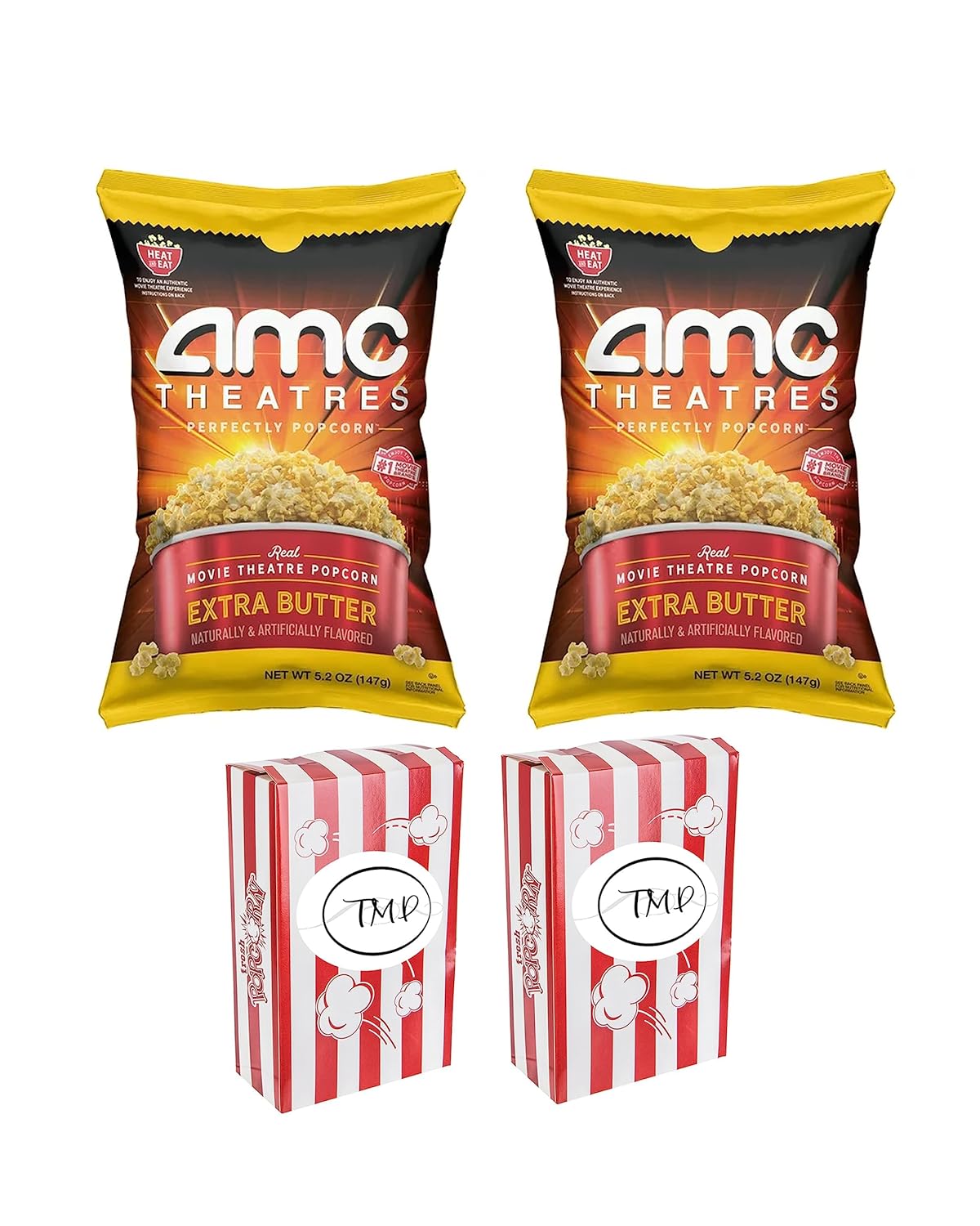 AMC Theatres Ready to Eat Popcorn Extra Butter Two 5oz. Bags