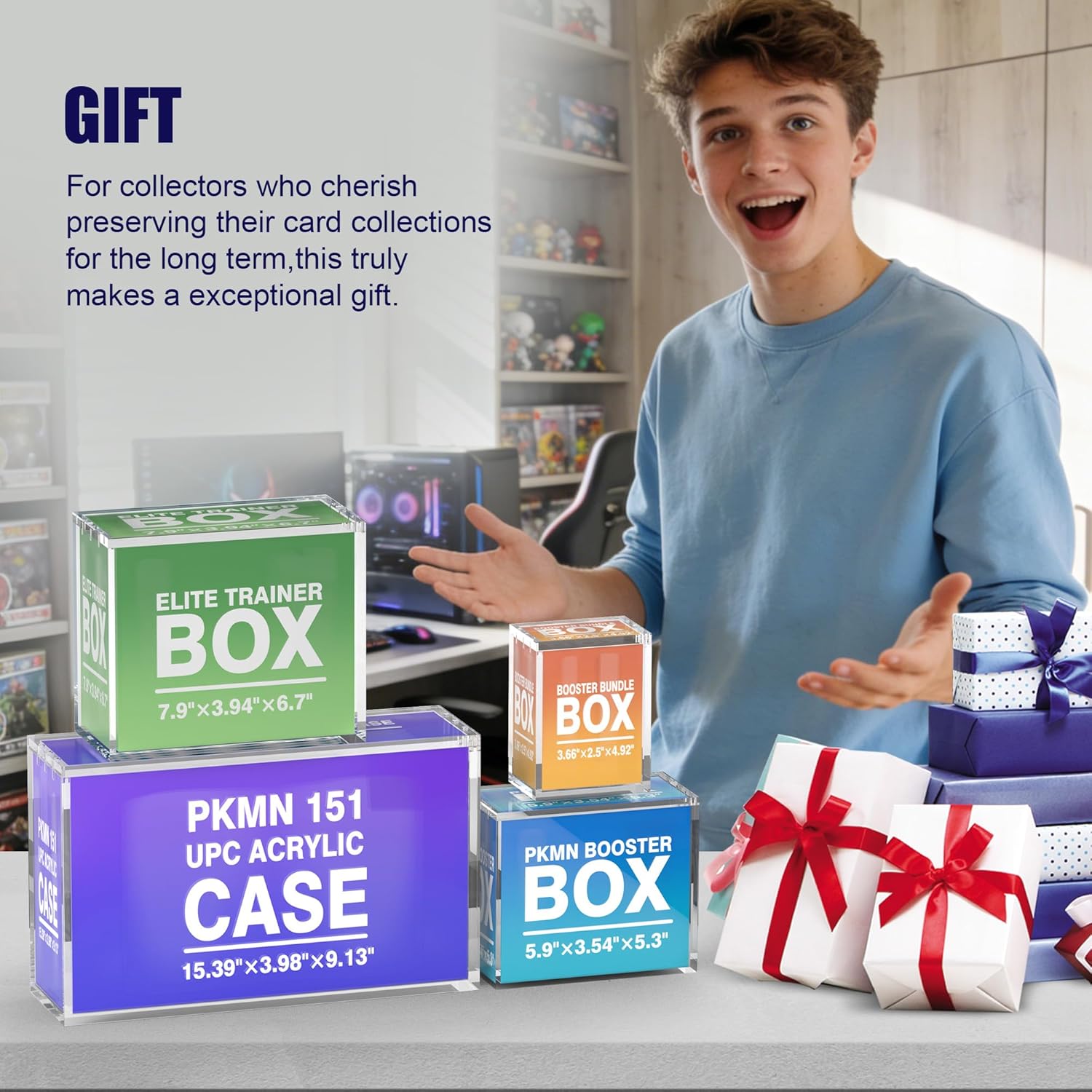 Magnetic Acrylic Display Case with Secure Magnetic Seal Compatible with Pkmn 151 UPC & Mega Zard X ex. Crafted to showcase and protect your premium collector's boxes