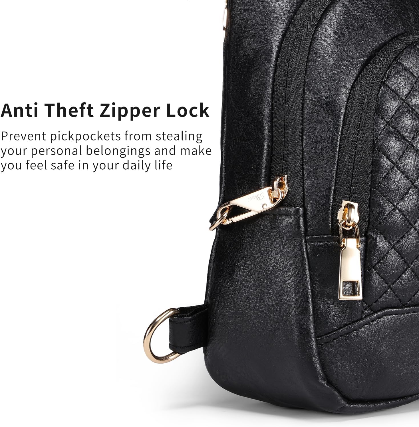 Crossbody Bags for Women Anti Theft Small Sling Handbag with Zipper Lock Vegan Leather RFID Blocking Chest Pure - Image 4