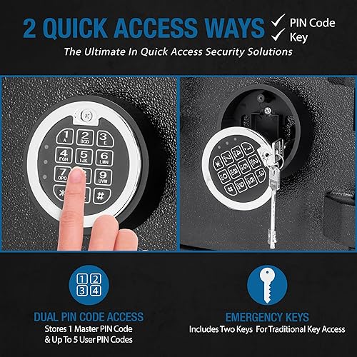 Miniatura 5 de Barsaka - Caja fuerte de acero para depósito de puerta doble con cierre electrónico dual para carga frontal