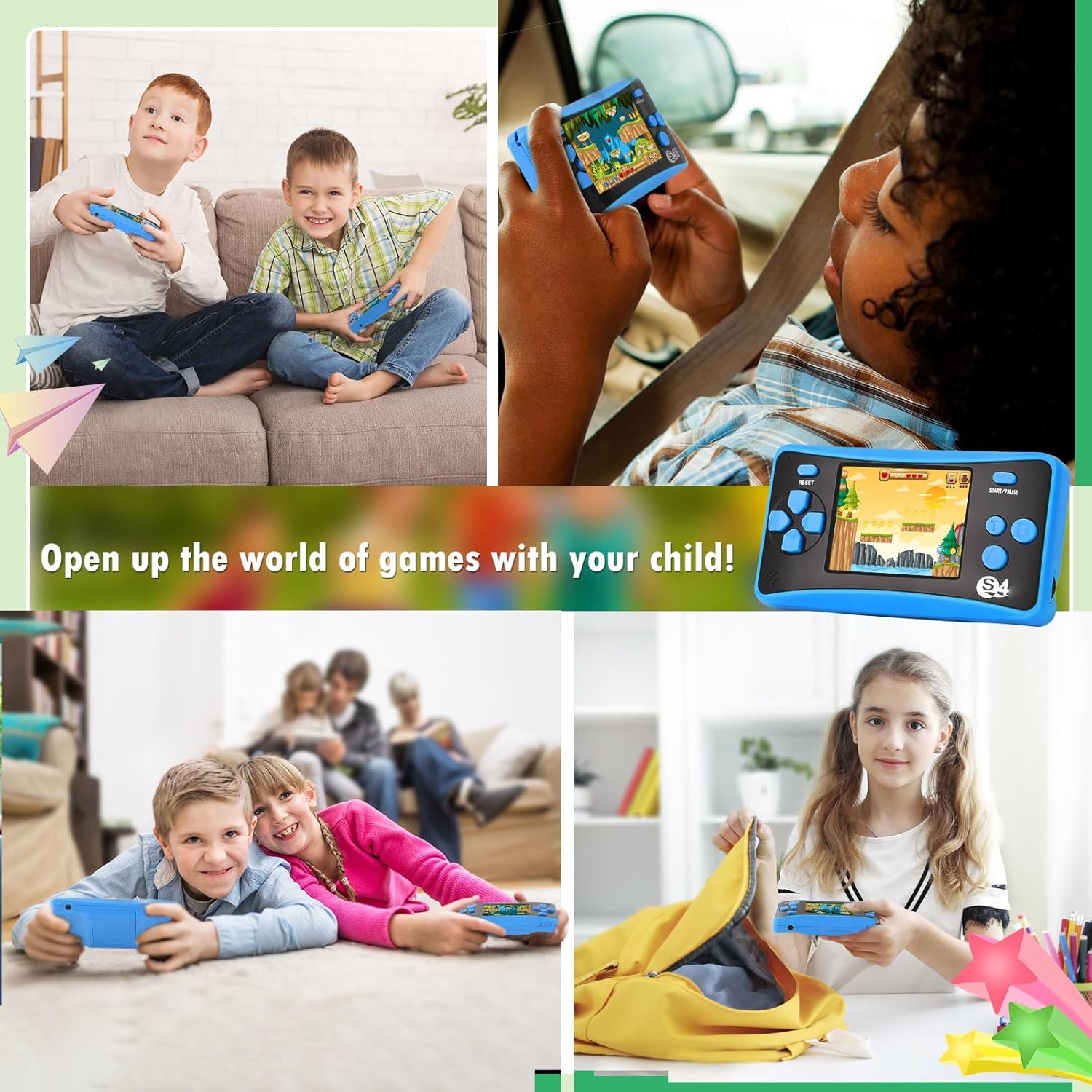 Handheld Game for Kids Ages 4-10, 2025 Upgraded, 142 Classic Mini Games, TV Output, 2.5" LCD Screen, Portable Arcade System, Birthday for Children-Blue