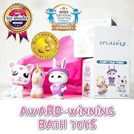SplashEZ Girl Bath Toys | Mold Free Bath Toys for Kids & Toddlers with No Hole for Water | Unicorn Bunny Cat Set Ideal Size for Little Hands | Safe, Durable for Baby Girl Pool Tub Fun Ages 0 & Up