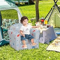 Vista 25 de Costzon Flyman - Sofá para niños, sillón con reposabrazos con patrón, muebles para niños pequeños con construcción de madera resistente, preescolar