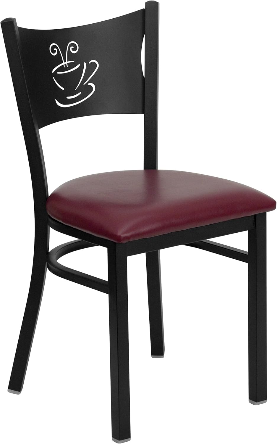 Flash Furniture HERCULES Series Black Coffee Back Metal Restaurant Chair - Burgundy Vinyl Seat