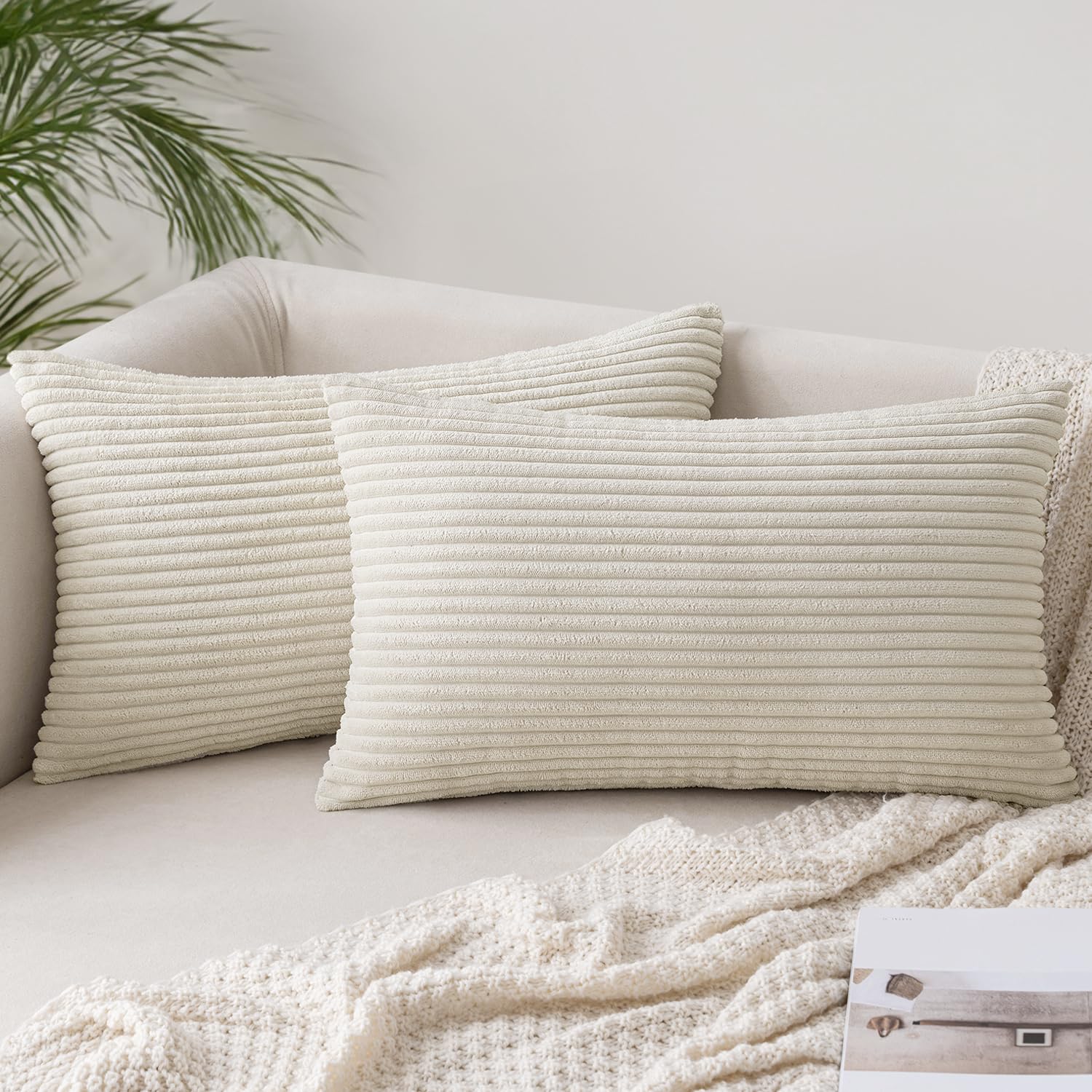 Slozzi 2er Set Kordsamt Kissenbezug Kissenbezüge Kissenhülle Sofakissen Dekokissenbezug Couchkissen Weich für Sofa Schlafzimmer Wohnzimmer Balkon