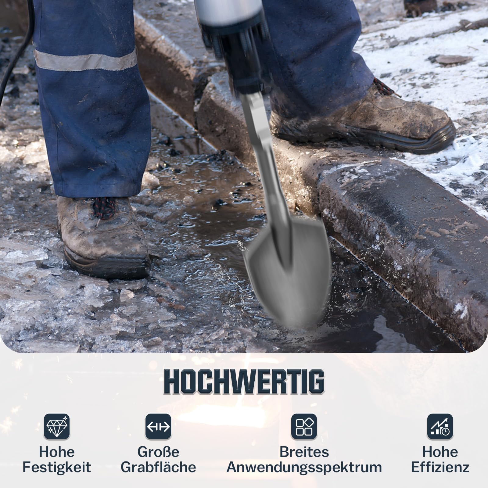 SDS HEX Cincel de pala 138 x 440 mm, acople hexagonal de 30 mm, tipo de punta afilada, cincel con maletín de plástico, compatible con martillo de demolición, herramienta precisa y robusta para