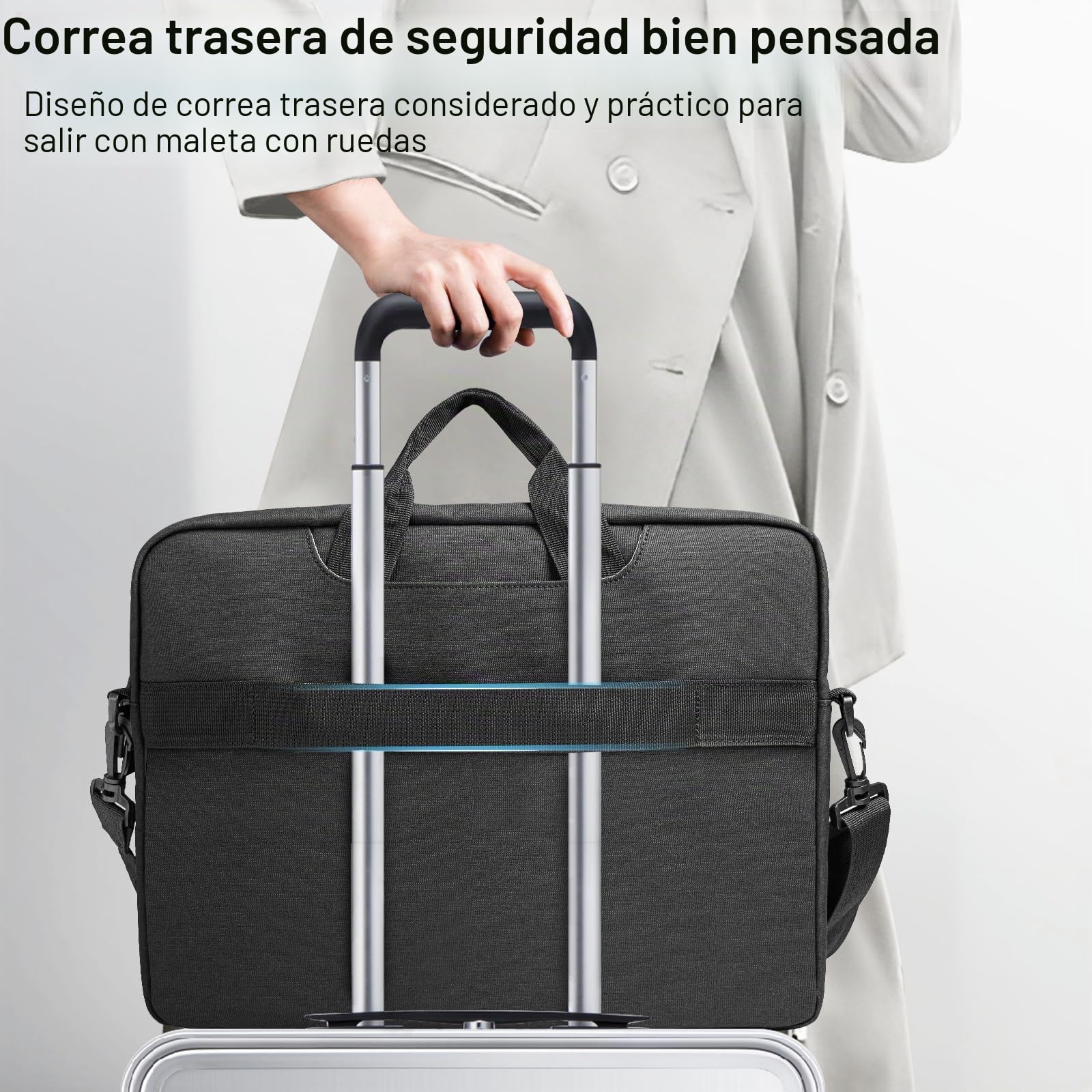 JETech 15 15,6 16 Pulgadas Maletín, Funda Impermeable para Computadora Compatible con MacBook Air/Pro 15/16, Surface Book 3/2 15, Dell Inspiron 15,6, HP Pavilion 15,6 (Negro)