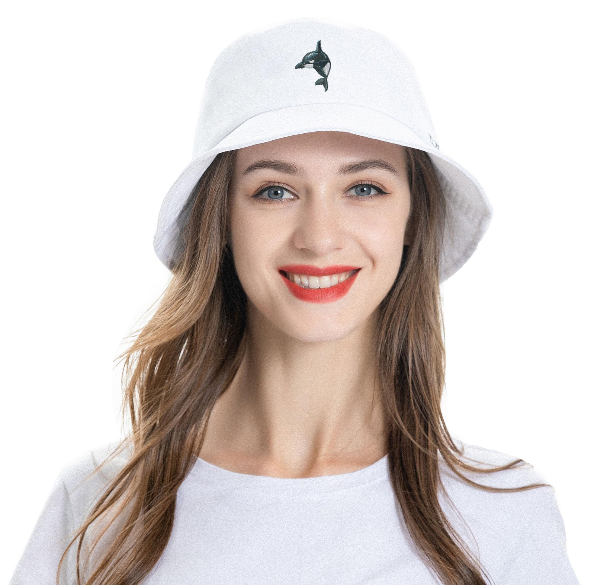 ZLYC Unisex Fashion Embroidered Fishing Hats Summer Hat Outdoor Hat for Teenagers Whale White, One Size - Image 3