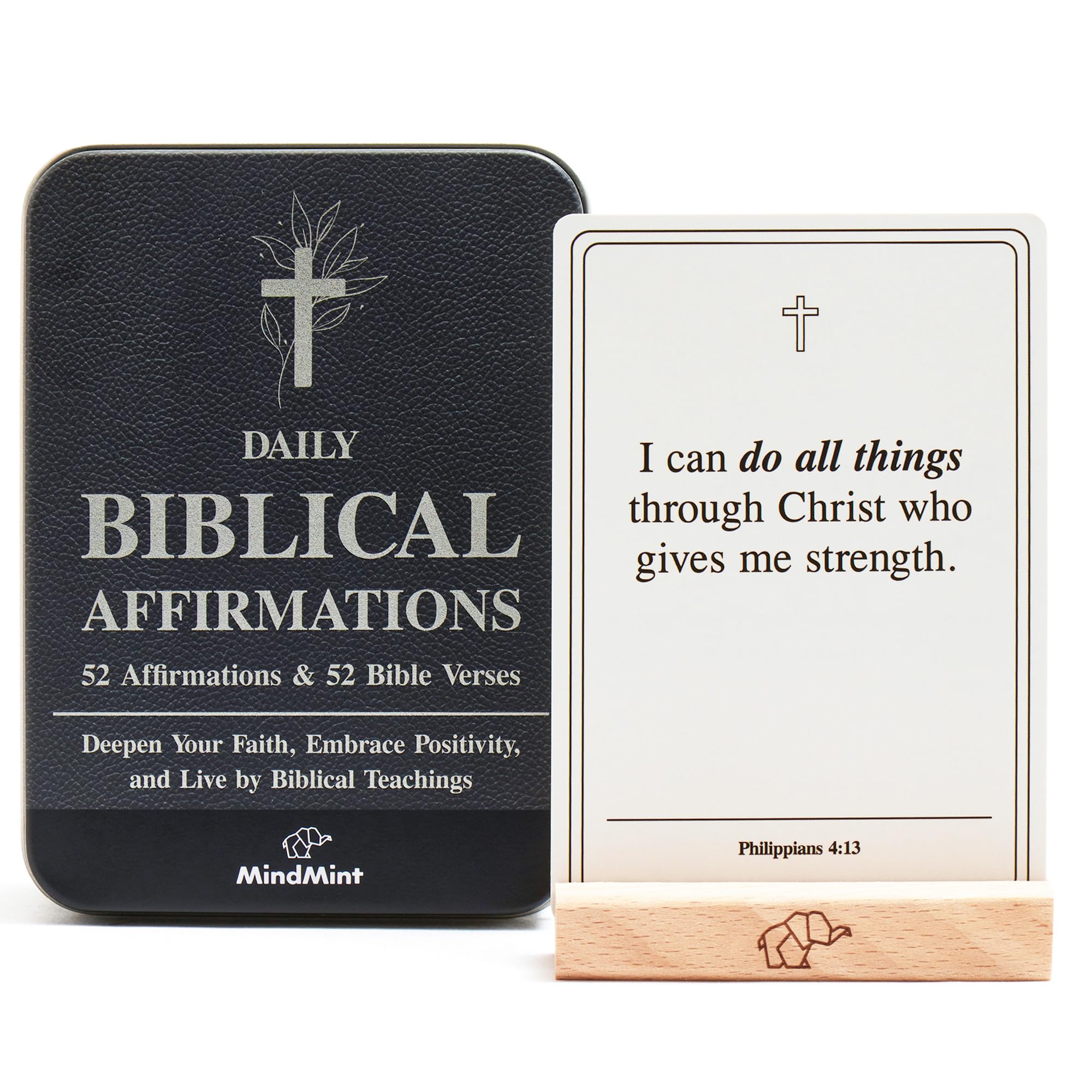 MindMint Scripture Cards with Bible Verses - 52 Daily Biblical Affirmation & Spiritual Prayer Cards - Religious & Christian Faith-Based Gifts for Men