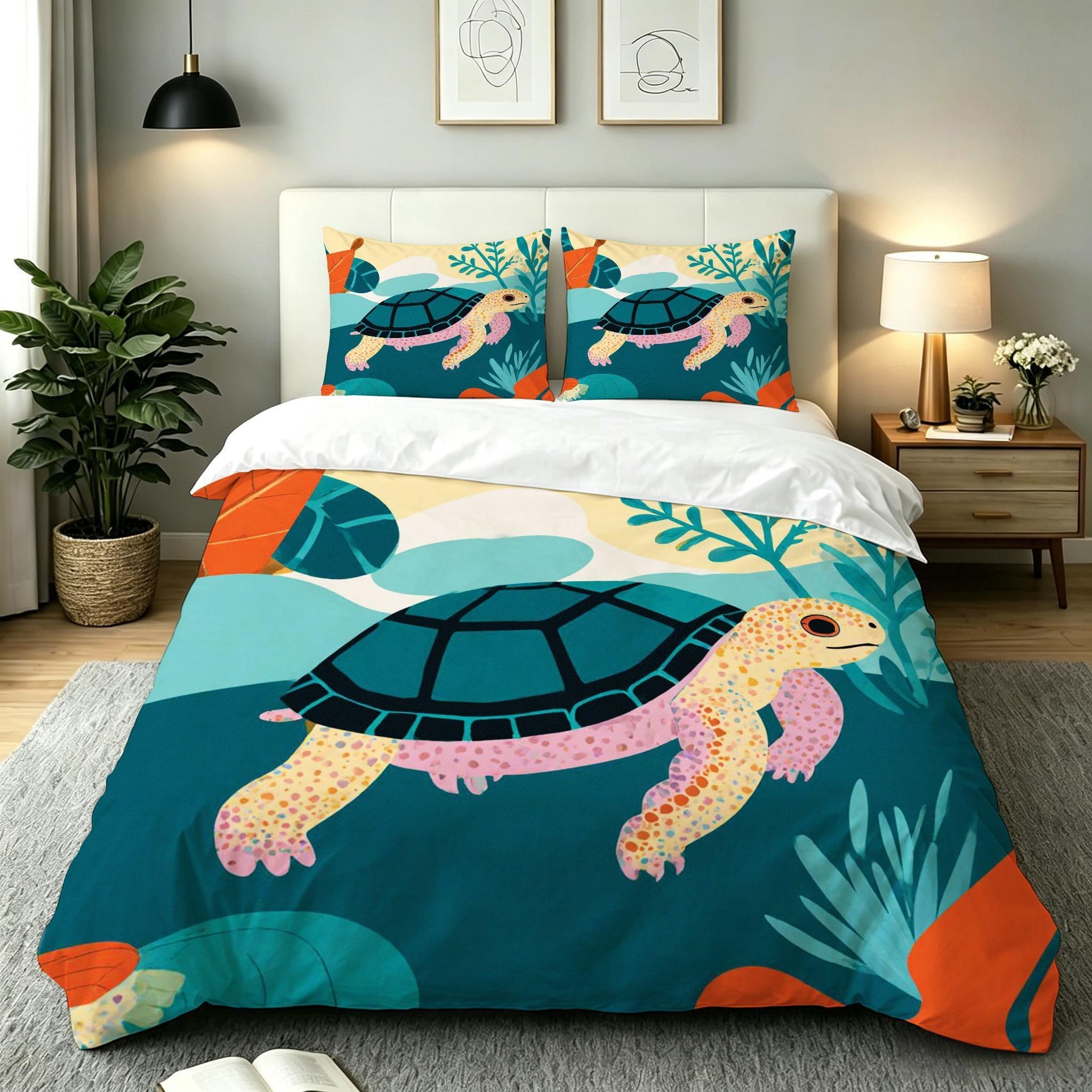 Housse de couette 220x240 tortue verte pour transformer votre chambre en oasis de détente