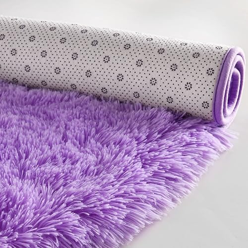 Miniatura 8 de Softlife Juego de 2 alfombras moradas, rectangulares de 4 x 5.3 pies y ovaladas de 2.6 x 5.3 pies, alfombras de área para dormitorio, sala de estar,