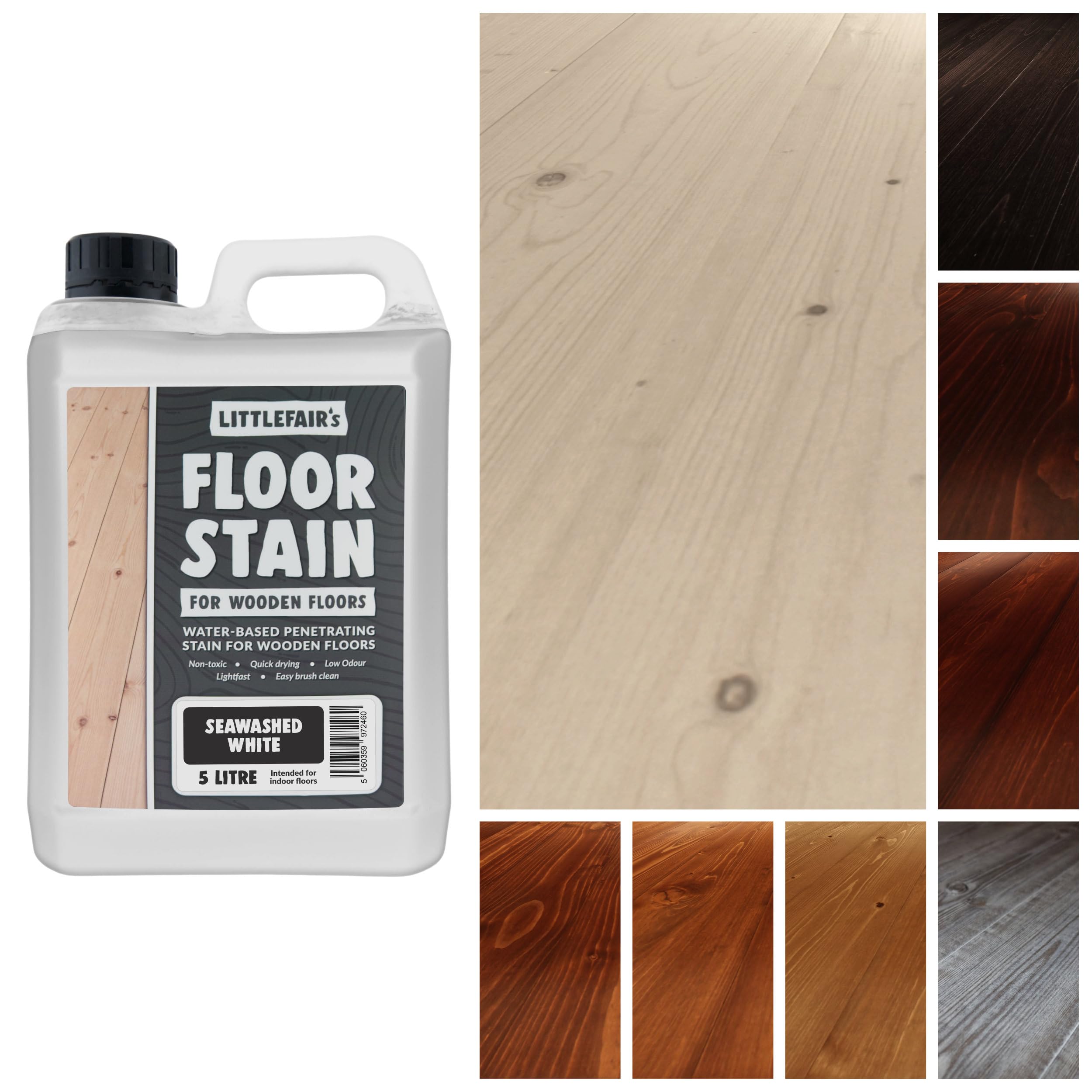 Wood Floor Stain Water-BasedSeawashed White5  LtrLittlefair's from B&Q