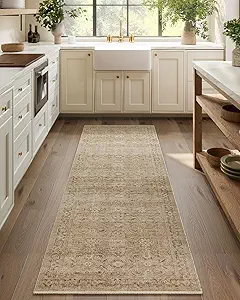 Machine Washable Runner Rug for Hallway: 2'6"x8' Kitchen Runner Rugs with Rubber Backing Non Slip Stain Resistant Boho Floor Rug Soft Carpet Runners for Indoor Entryway Bedroom Bedside Farmhouse