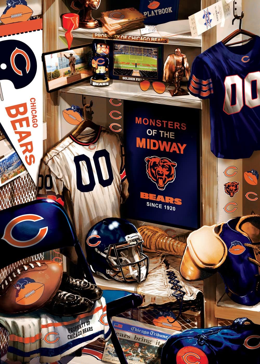 MasterPieces Game Day 500 Piece Jigsaw Puzzle for Adults - NFL Chicago Bears Locker Room - 15"x21"