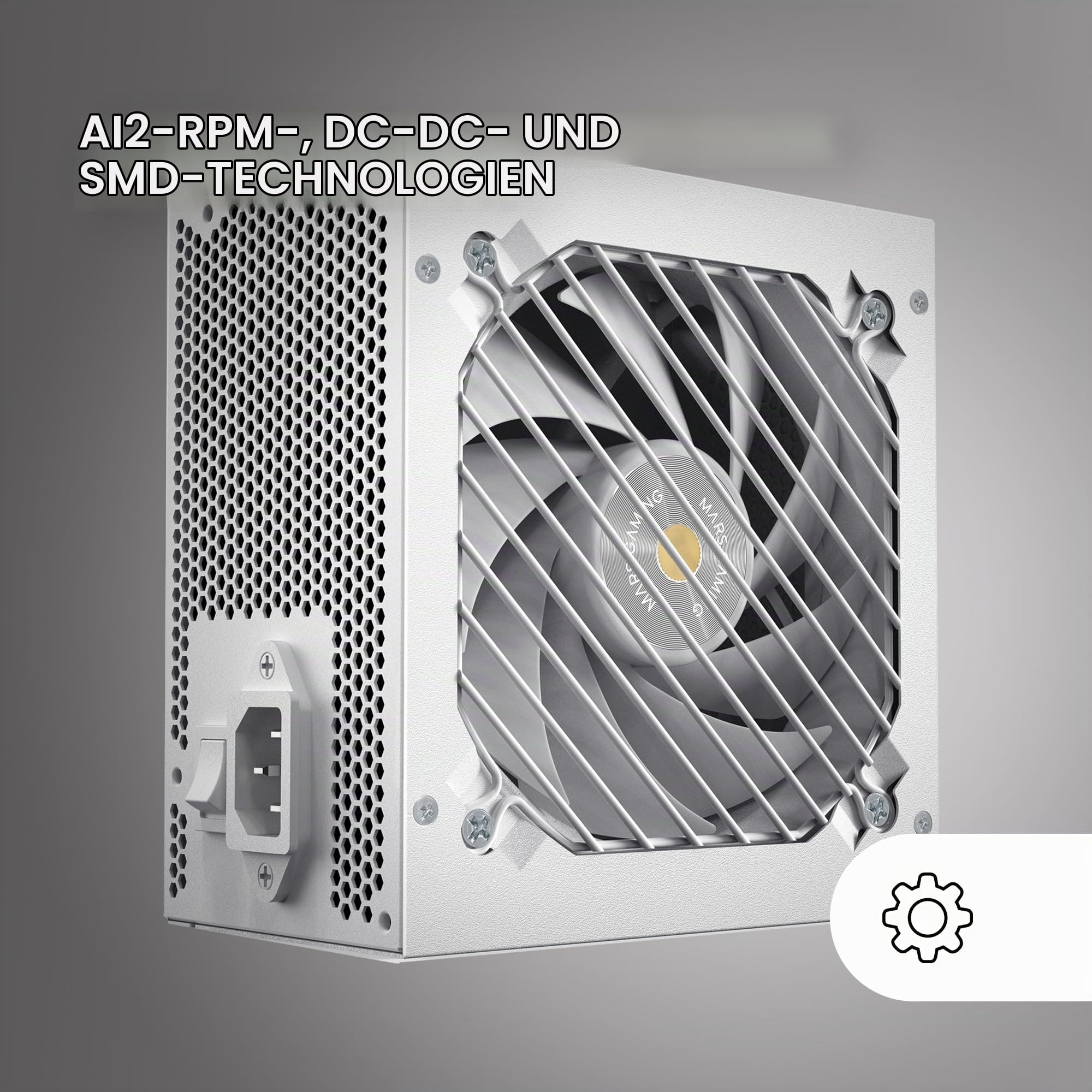 MARSGAMING MPB750SI, PC-ATX-Netzteil 750W, 7 Jahre Garantie, 80Plus Bronze 230V, 90% Effizienz, SI Extreme Silence Lüfter mit Kupferkern, AI2-RPM-, DC-DC- und SMD-Technologien, Weiß