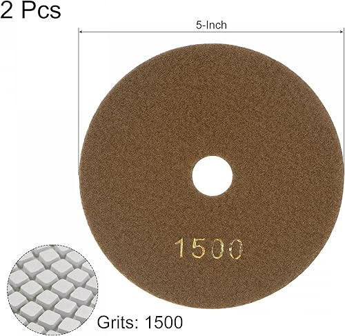 Miniatura 7 de uxcell Almohadilla de pulido de diamante de 5 pulgadas, 50 granos de molienda húmedaseca para piso de encimera de mármol de hormigón de piedra, 2