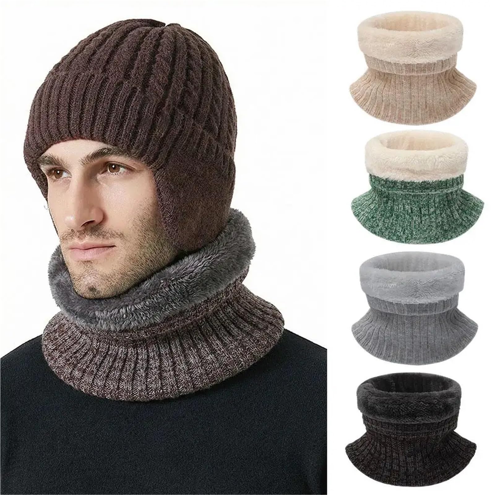 Écharpe tricotée chaude for hommes et femmes, 2 pièces, doublure en peluche épaisse, guêtre de cou, écharpes Sport plein air, Ski, course à pied, Tube d'hiver Pour Sports De Plein Air